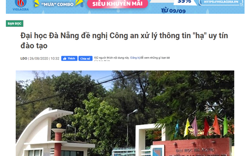 Báo Lao động - Đại học Đà Nẵng đề nghị Công an xử lý thông tin 